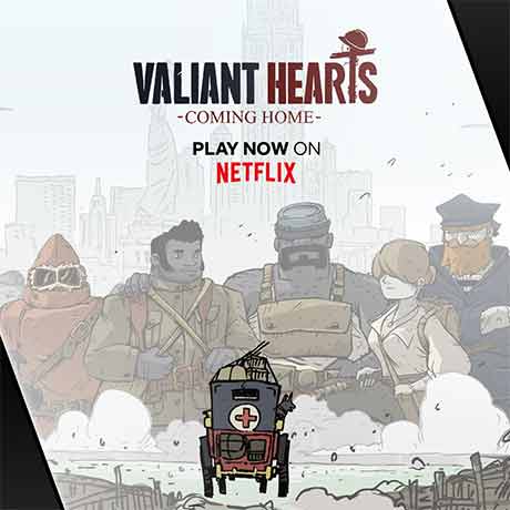 a graphic of an ambulance in front of a collage of the famous characters of the Valiant Hearts games